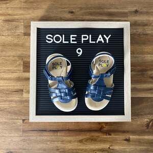 Sole Play Navy Blue Camden Fisherman Leather Sandals Shoes Boys Toddler 9